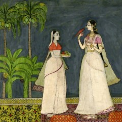 Woman and Attendants with a Bird